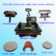 6 en 1 Multifunción Digital Combo Calor Prensa Máquina Multifunción Combo Camiseta Máquina de Impresión Stc-SD08